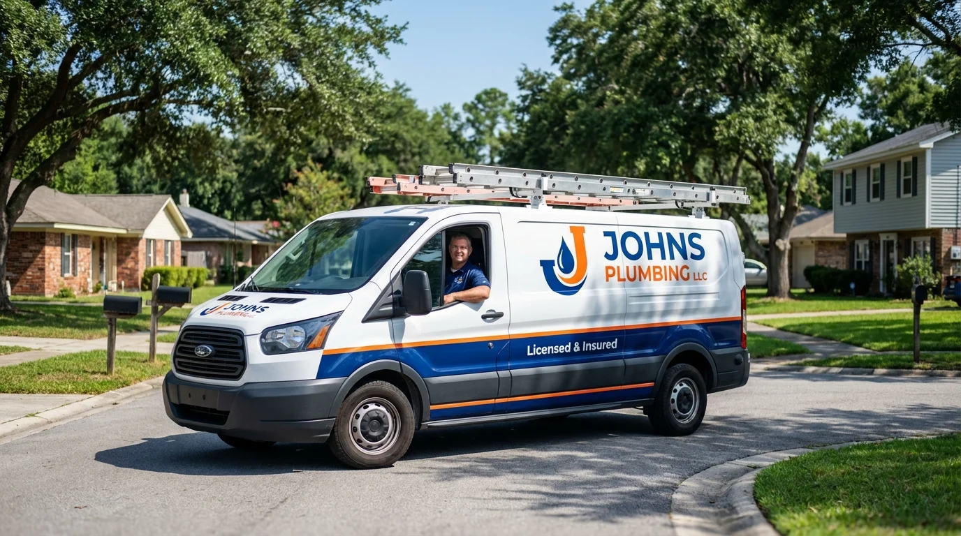 Johns Plumbing LLC service van in South Glens Falls, NY