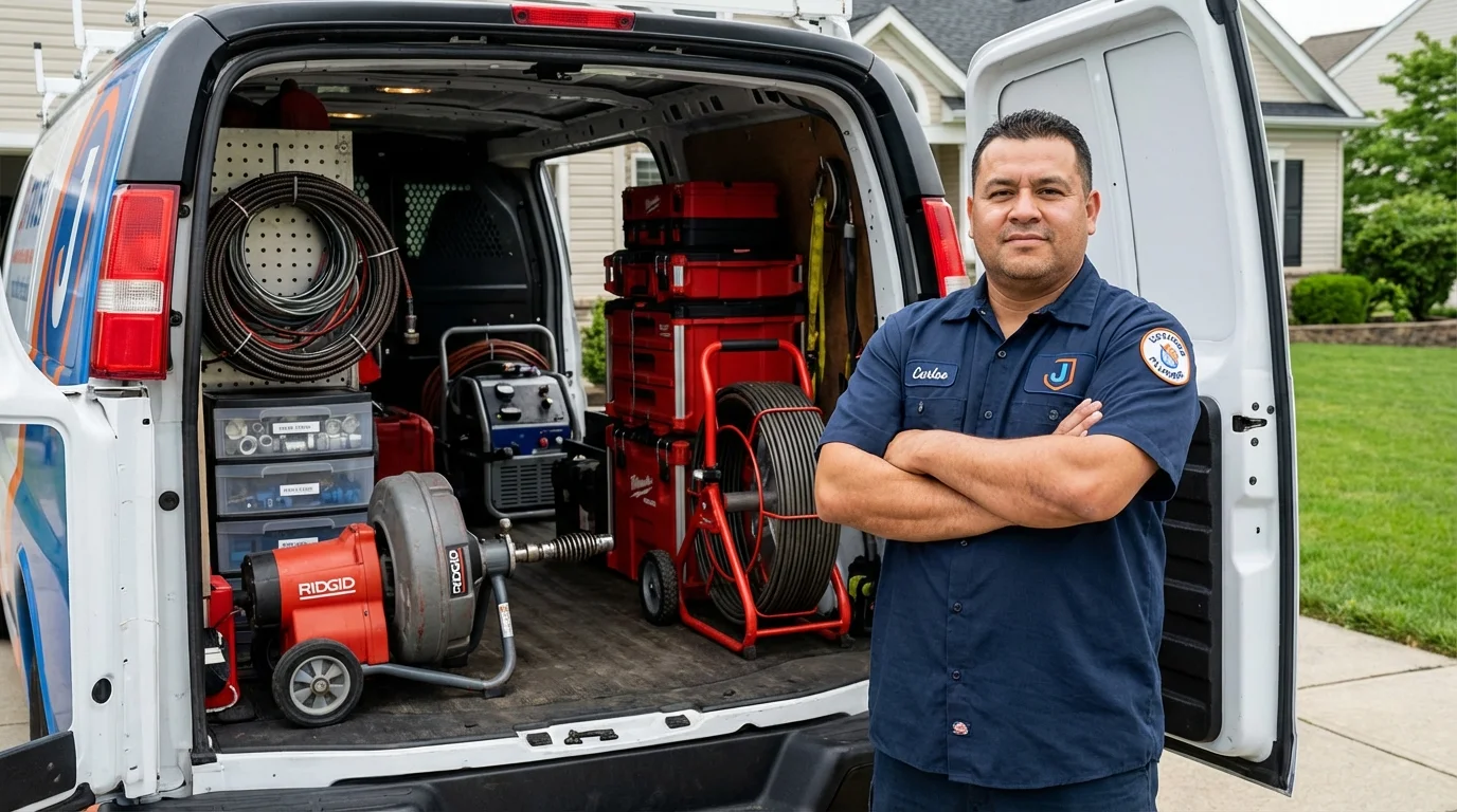 Professional drain cleaning equipment and Johns Plumbing LLC plumber in South Glens Falls