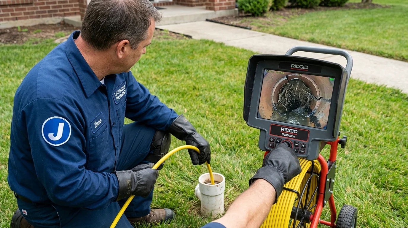Sewer camera inspection being performed by Johns Plumbing LLC in South Glens Falls