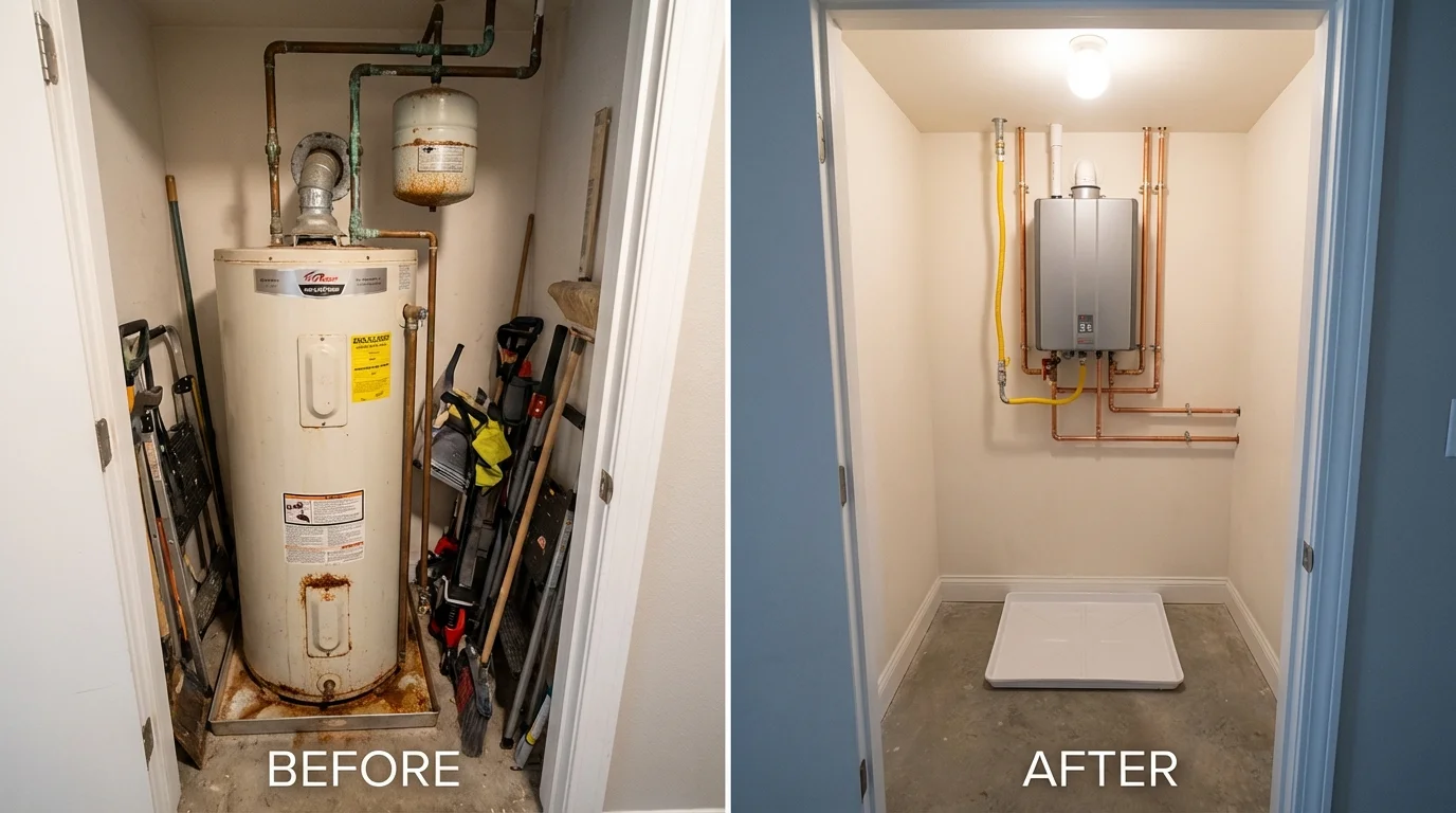 Tank water heater versus wall-mounted tankless unit comparison for South Glens Falls, NY homeowners